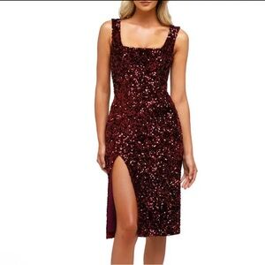 Helsi Burgundy Sequin Beatrice Cocktail Dress NWT